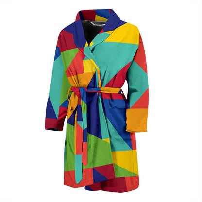 Mosaic Pattern Print Design 01 Men Bathrobe-JORJUNE.COM