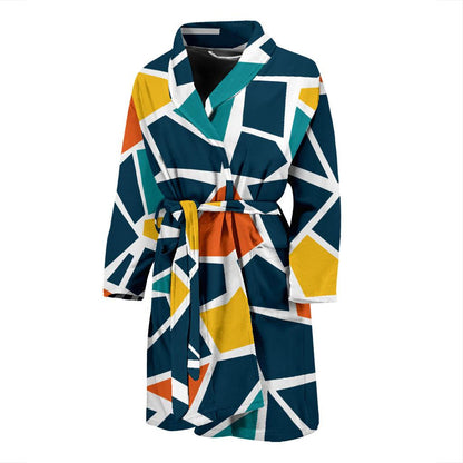 Mosaic Pattern Print Design 02 Men Bathrobe-JORJUNE.COM