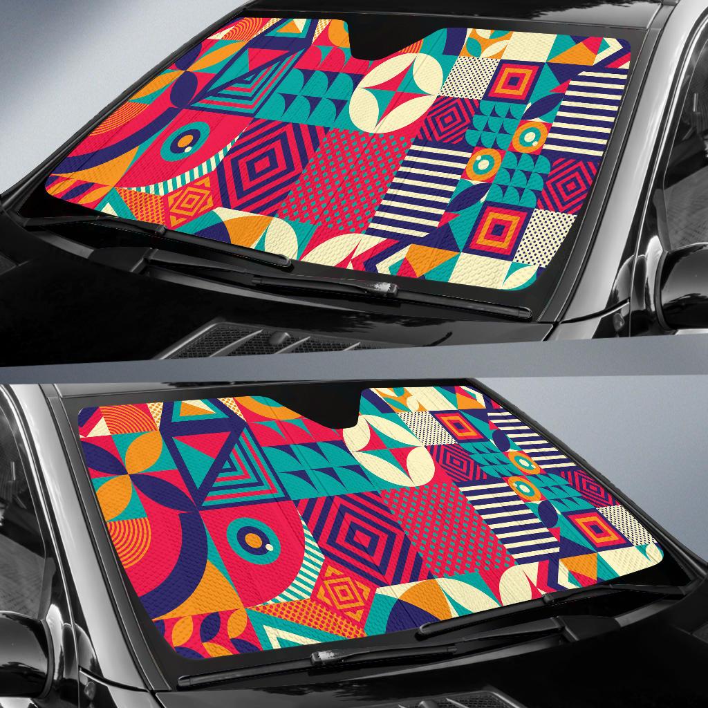 Mosaic Pattern Print Design 03 Car Sun Shades-JORJUNE.COM