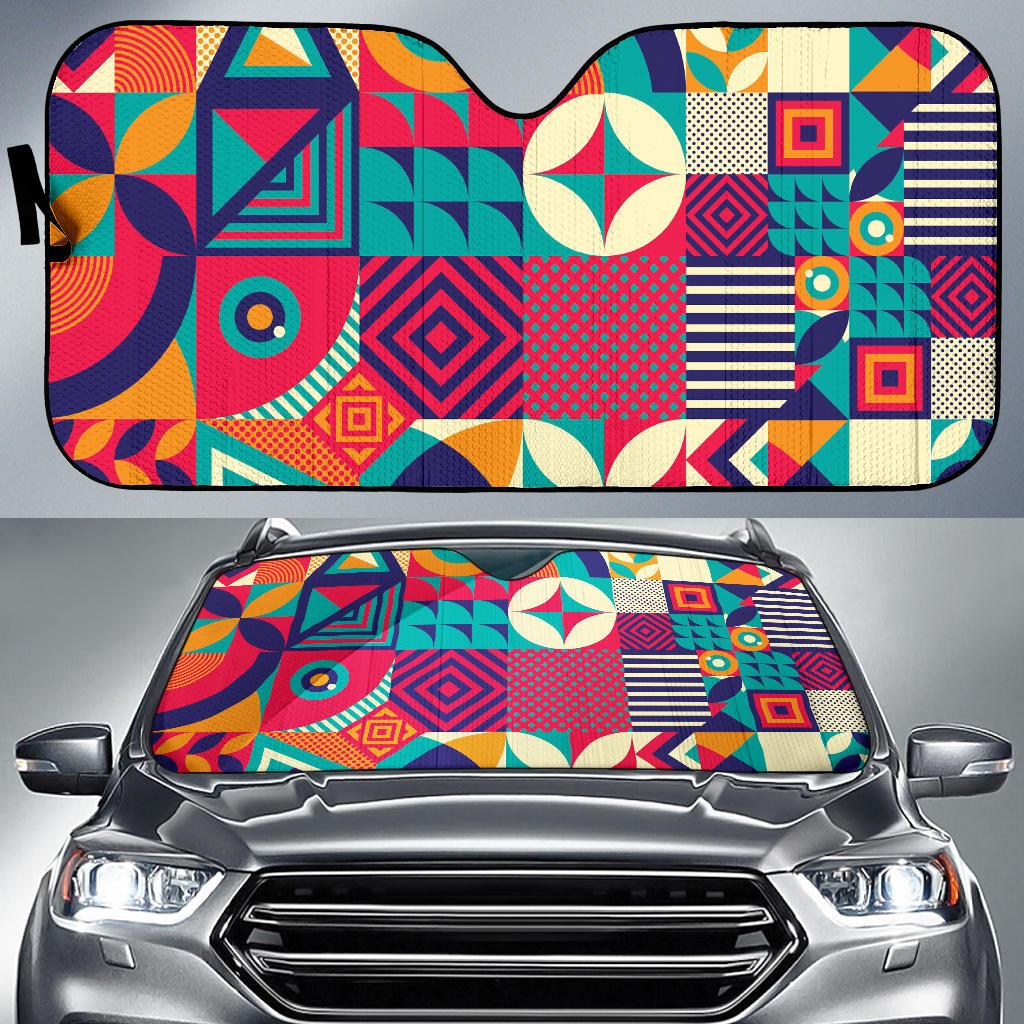 Mosaic Pattern Print Design 03 Car Sun Shades-JORJUNE.COM