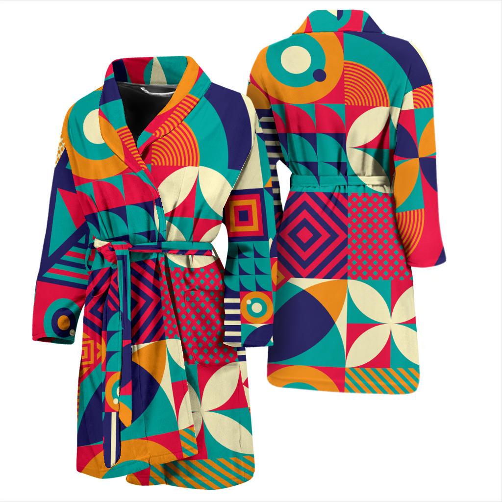 Mosaic Pattern Print Design 03 Men Bathrobe-JORJUNE.COM