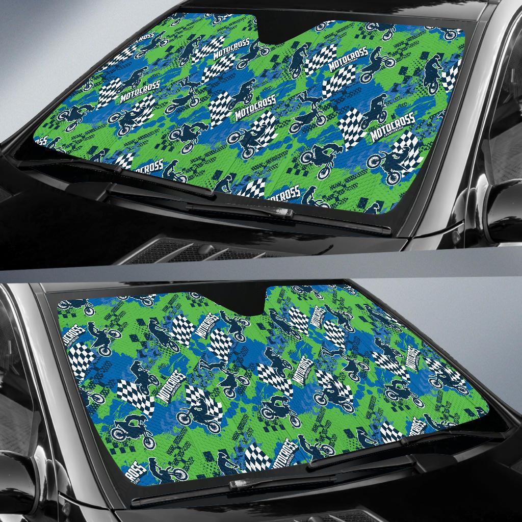 Motocross Pattern Print Design 04 Car Sun Shades-JORJUNE.COM