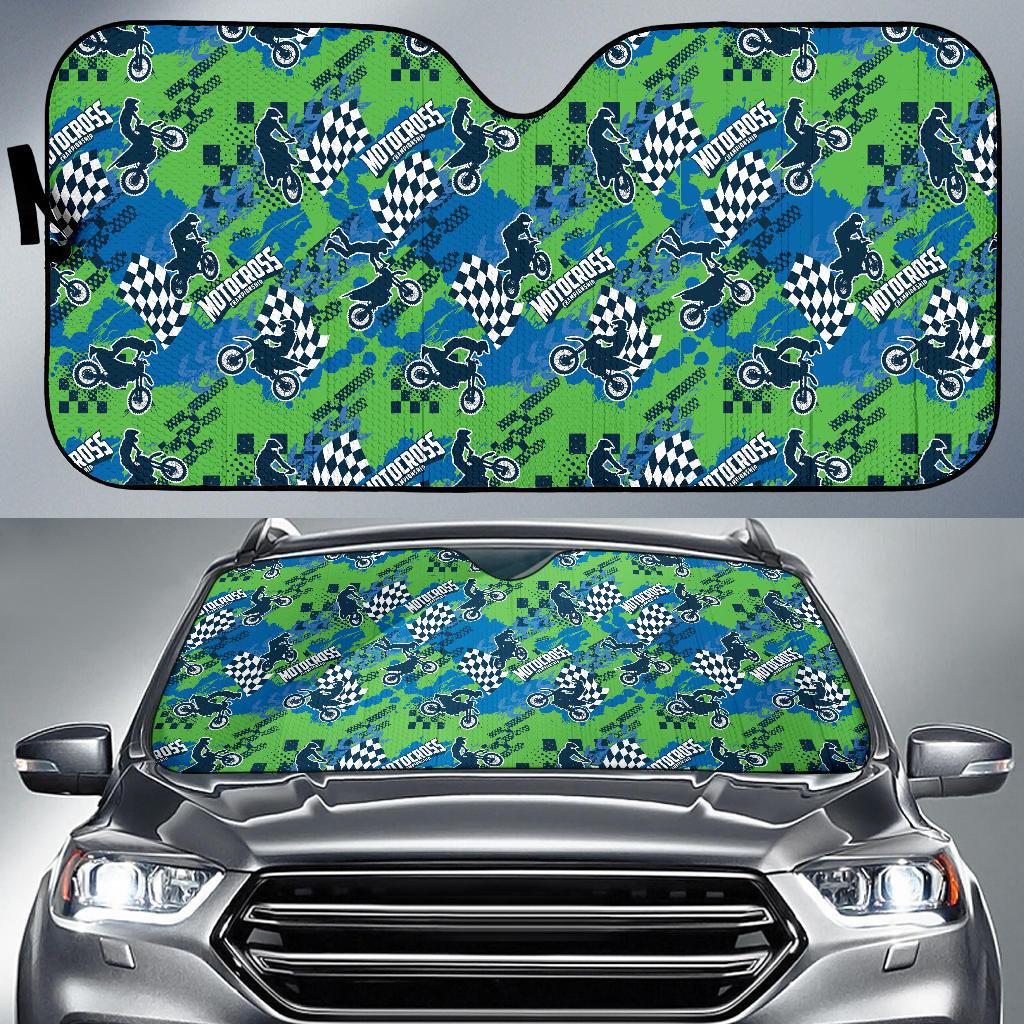 Motocross Pattern Print Design 04 Car Sun Shades-JORJUNE.COM