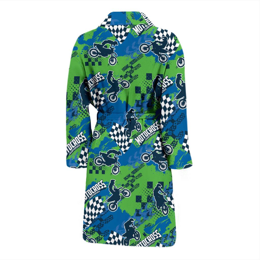 Motocross Pattern Print Design 04 Men Bathrobe-JORJUNE.COM