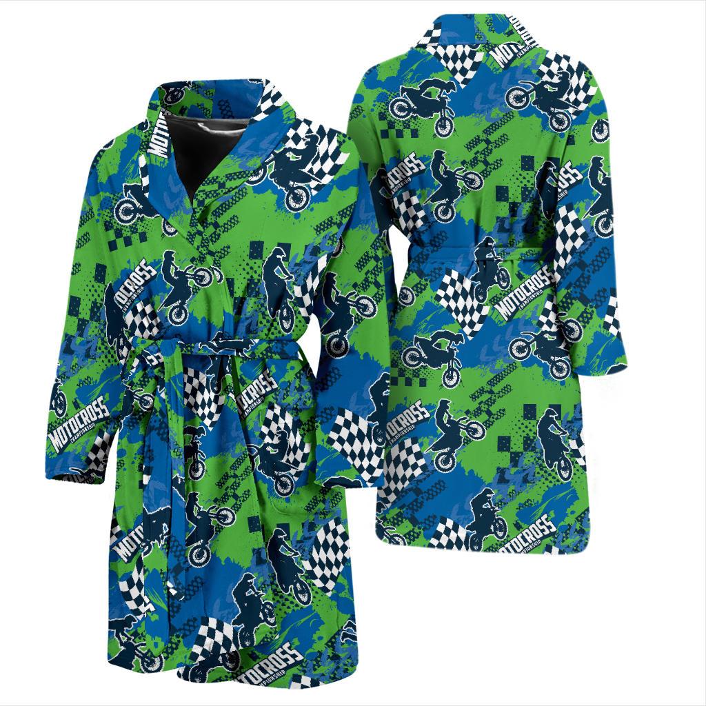 Motocross Pattern Print Design 04 Men Bathrobe-JORJUNE.COM