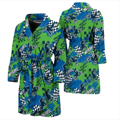Motocross Pattern Print Design 04 Men Bathrobe-JORJUNE.COM