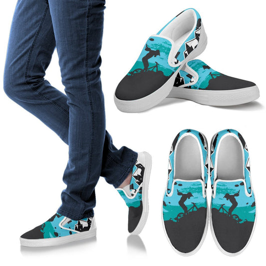 Mountain Bike Design Men Canvas Slip On Shoes