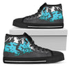 Mountain Bike Design Men High Top Canvas Shoes