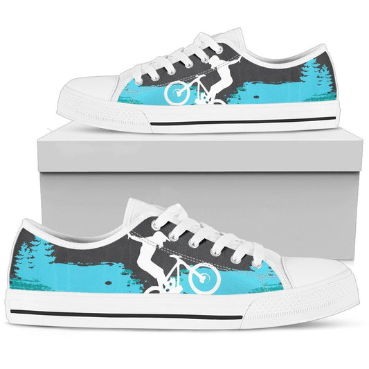 Mountain Bike Design Men High Top Canvas Shoes