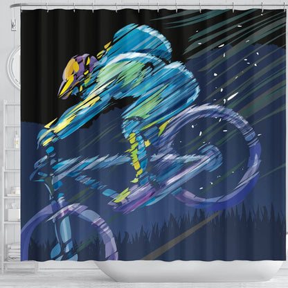 Mountain Bike Downhill Shower Curtain