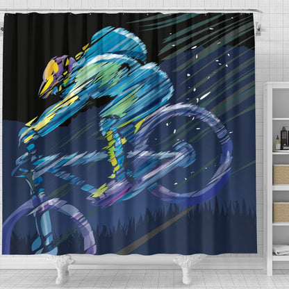 Mountain Bike Downhill Shower Curtain