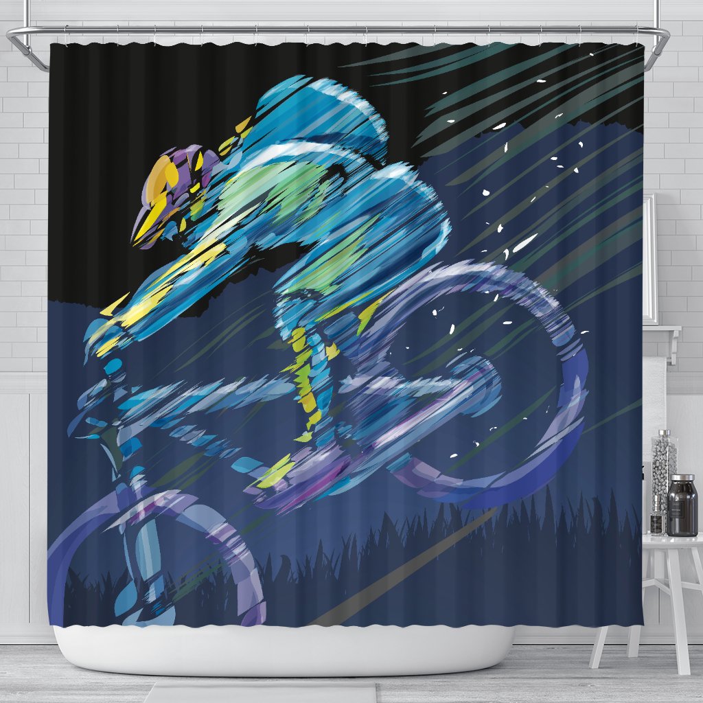 Mountain Bike Downhill Shower Curtain