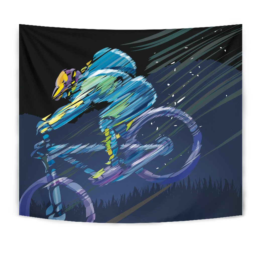 Mountain Bike Downhill Wall Tapestry
