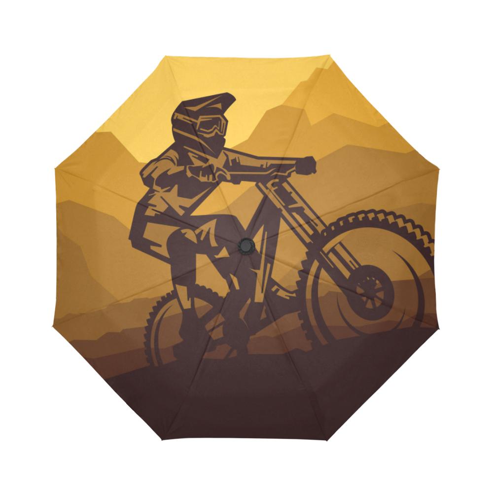 Mountain Bike Print Automatic Foldable Umbrella