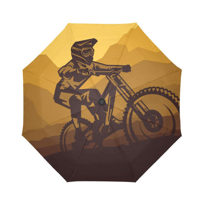 Mountain Bike Print Automatic Foldable Umbrella