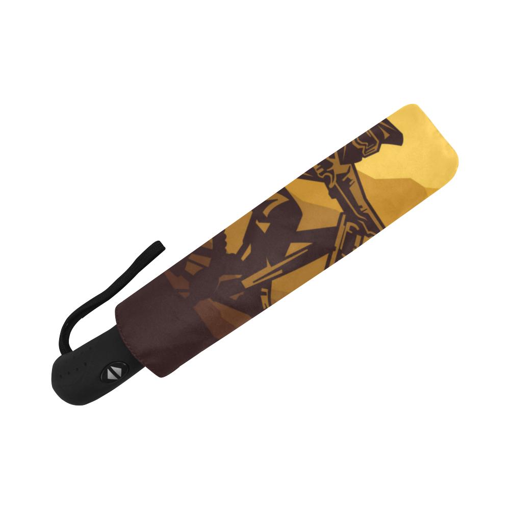 Mountain Bike Print Automatic Foldable Umbrella