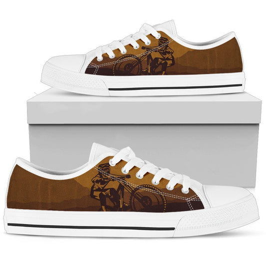Mountain Bike Print Men High Top Canvas Shoes