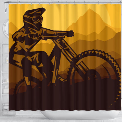 Mountain Bike Print Shower Curtain