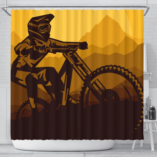 Mountain Bike Print Shower Curtain