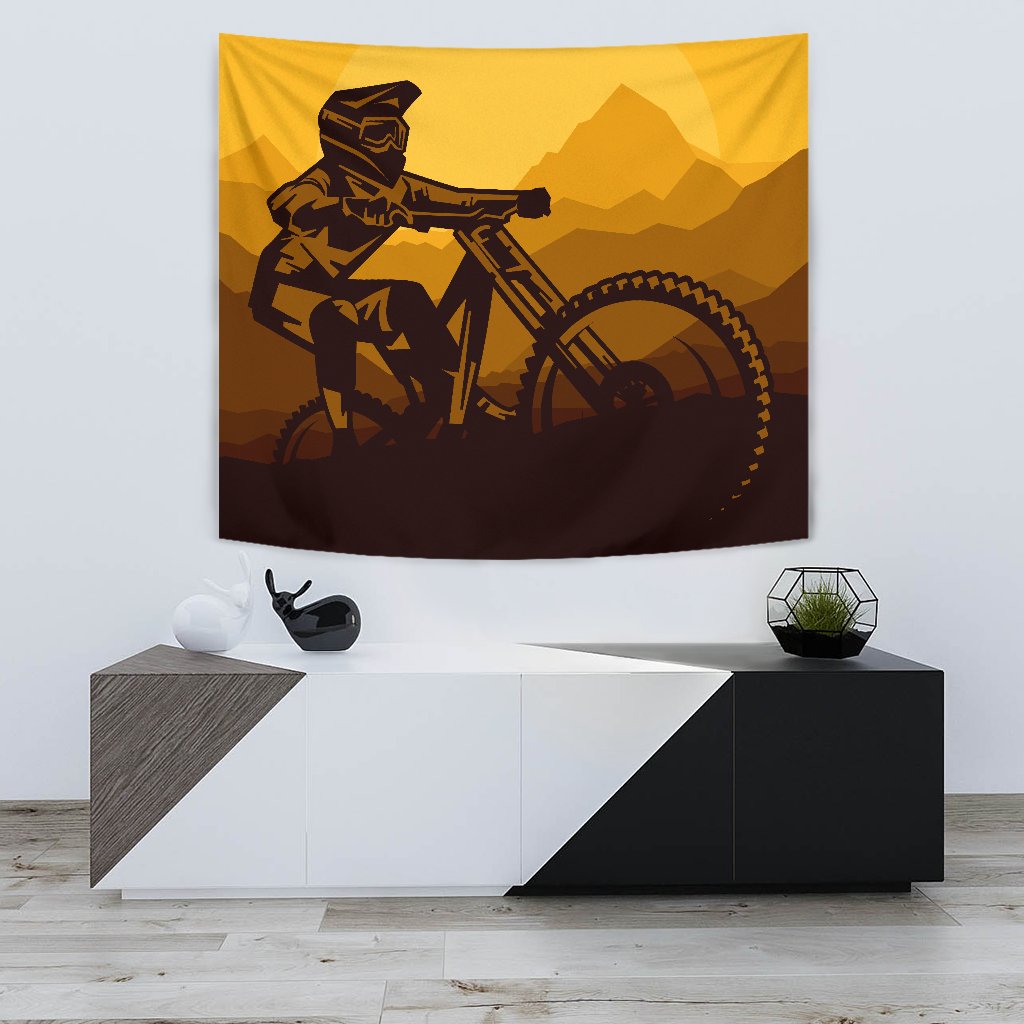 Mountain Bike Print Wall Tapestry