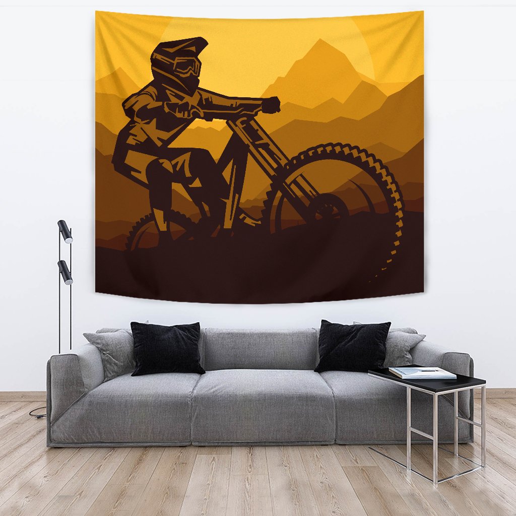 Mountain Bike Print Wall Tapestry