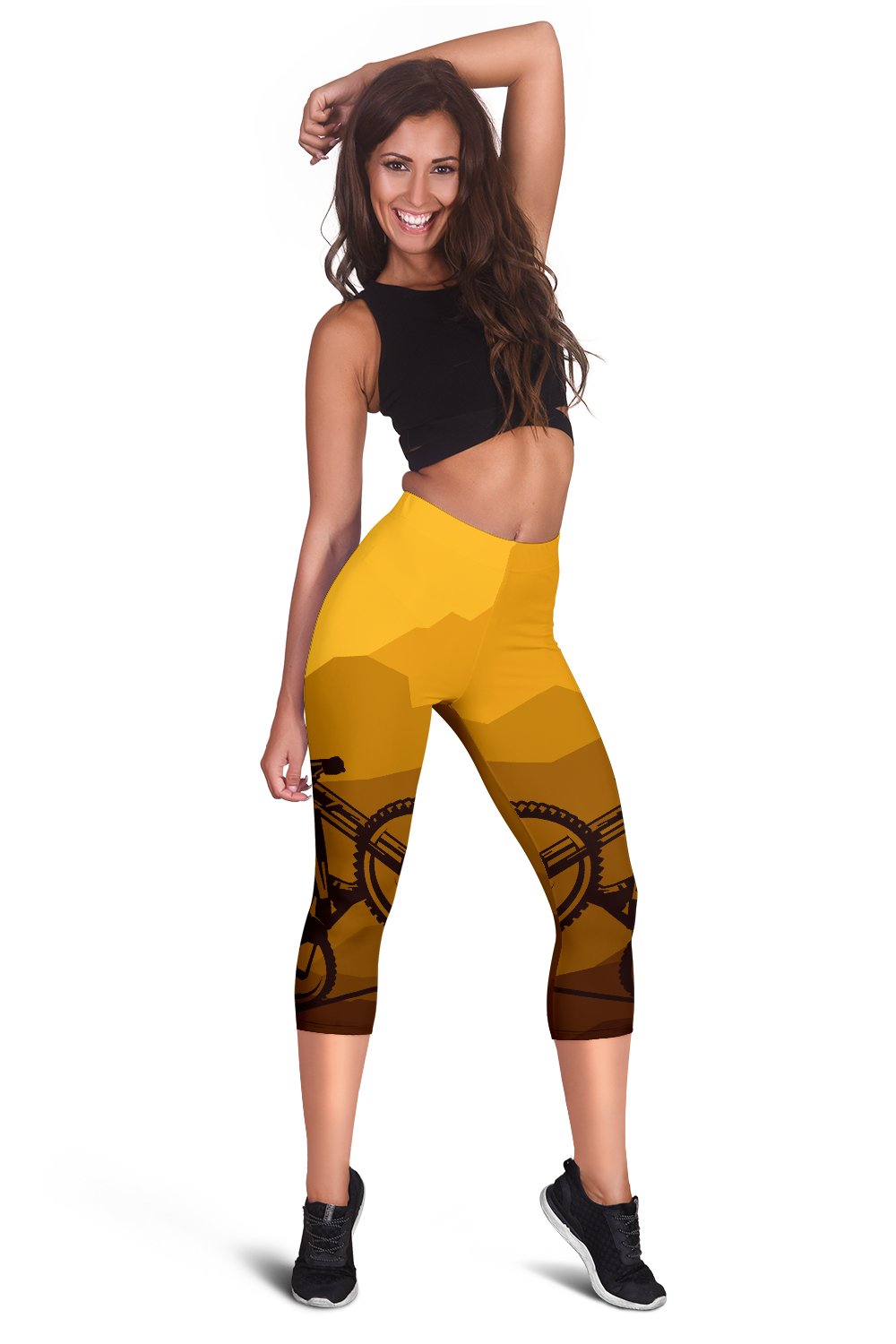Mountain Bike Print Women Capris