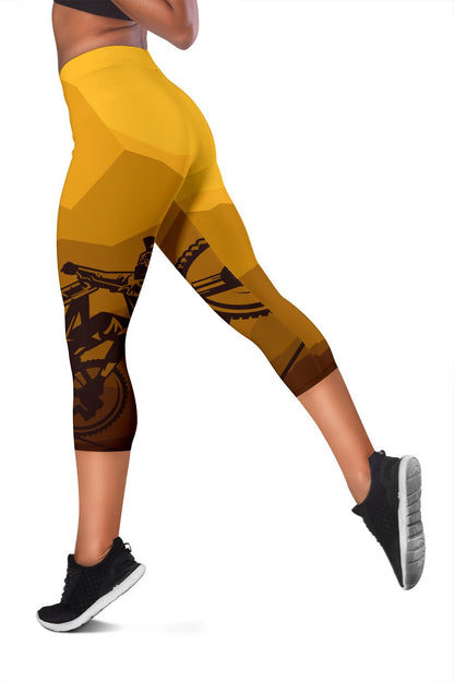 Mountain Bike Print Women Capris