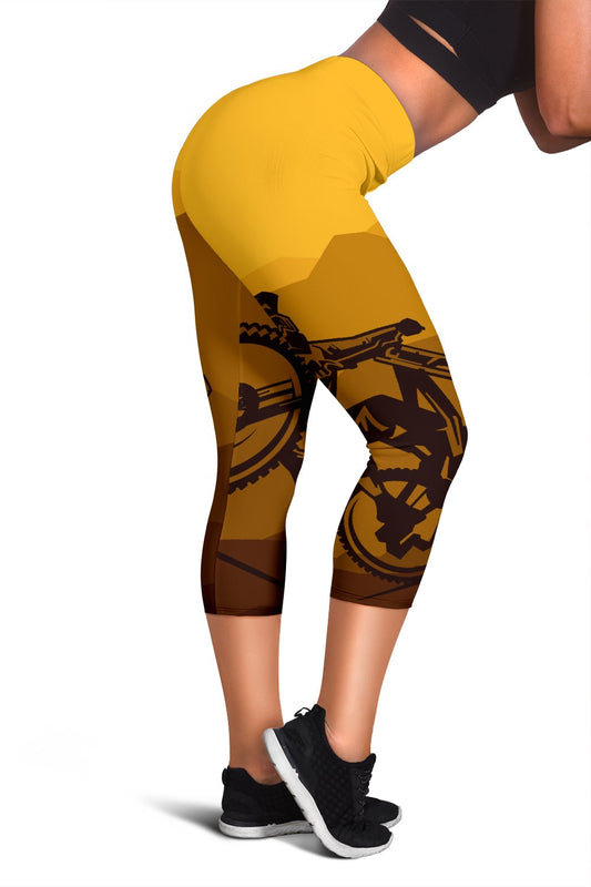 Mountain Bike Print Women Capris