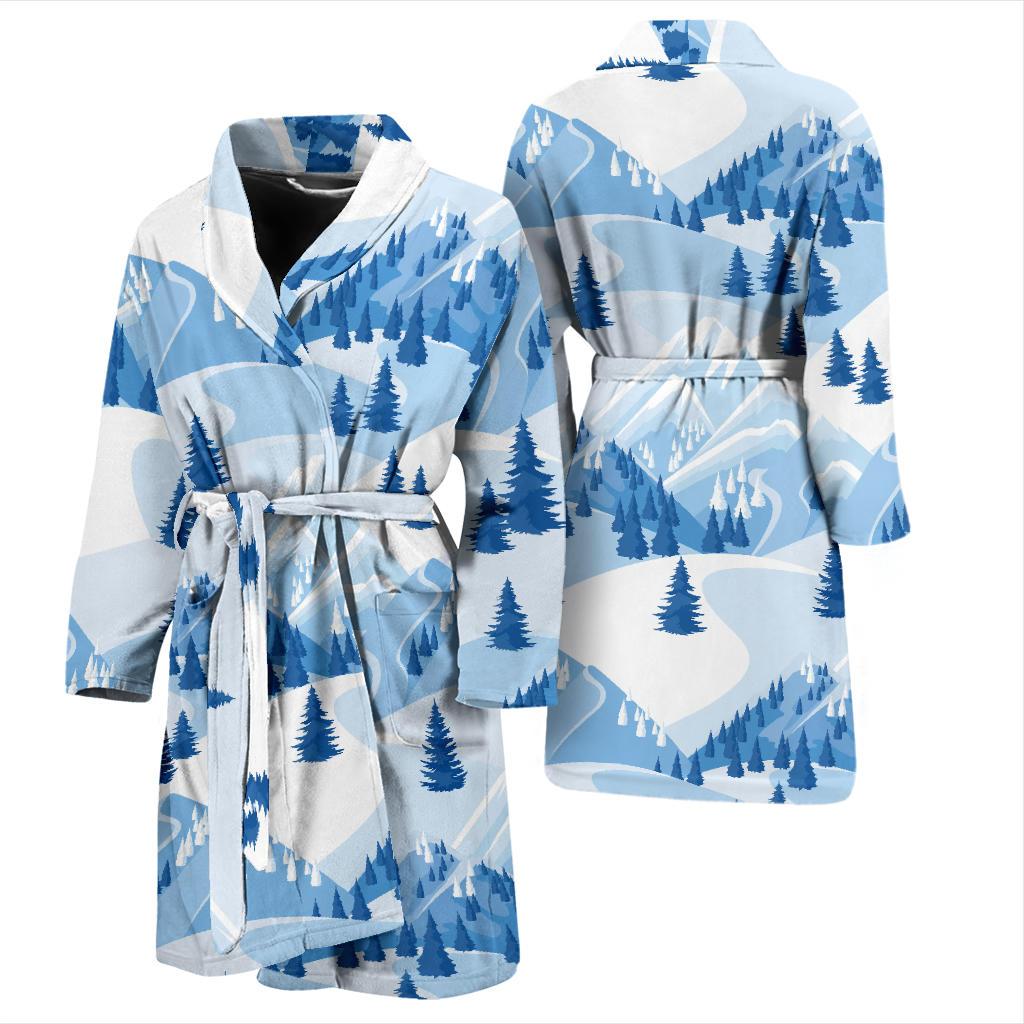 Mountain Pattern Print Design 03 Men Bathrobe-JORJUNE.COM