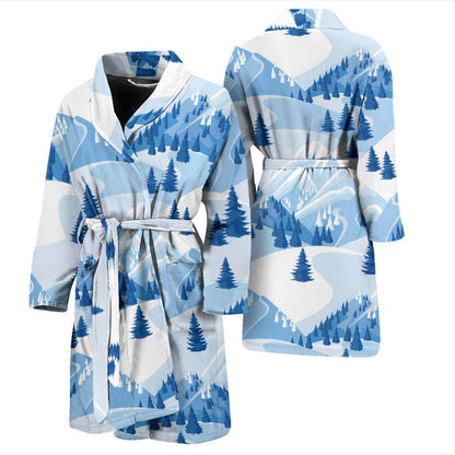 Mountain Pattern Print Design 03 Men Bathrobe-JORJUNE.COM