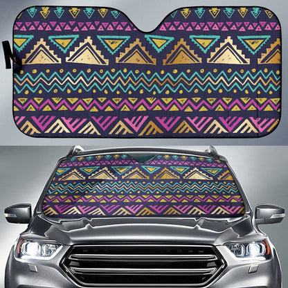 Multicolor Tribal Aztec Car Sun Shade-JorJune