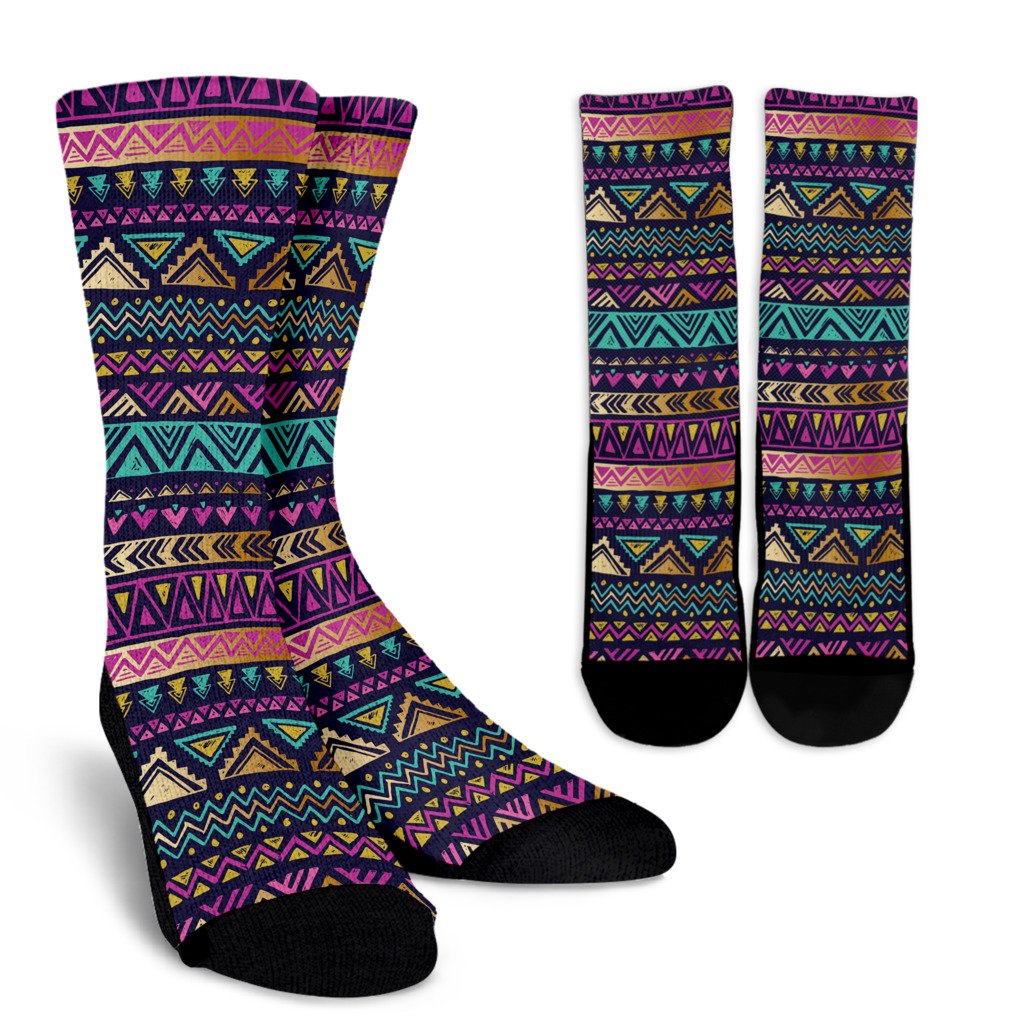 Multicolor Tribal aztec Crew Socks