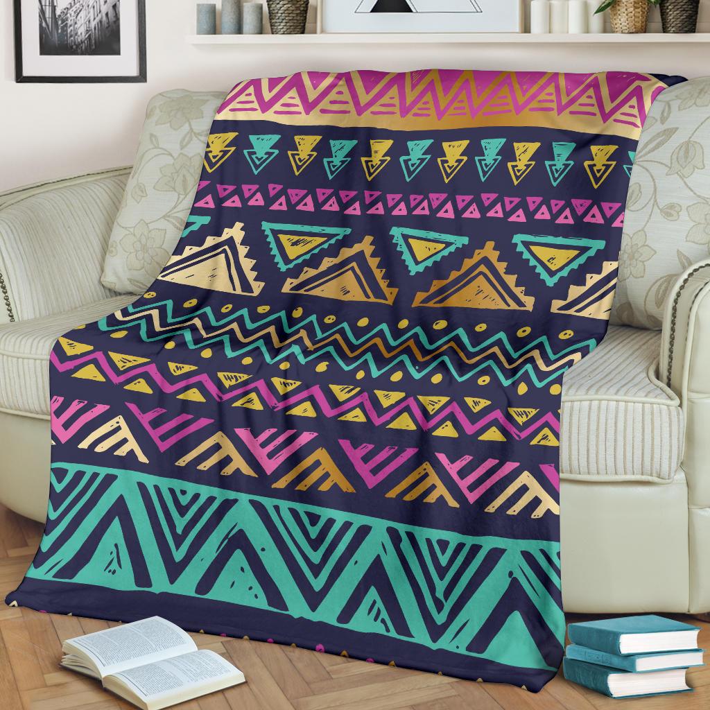 Multicolor Tribal Aztec Fleece Blanket