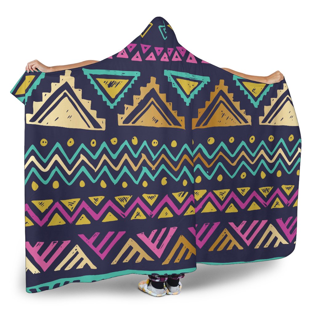 Multicolor Tribal aztec Hooded Blanket-JORJUNE.COM
