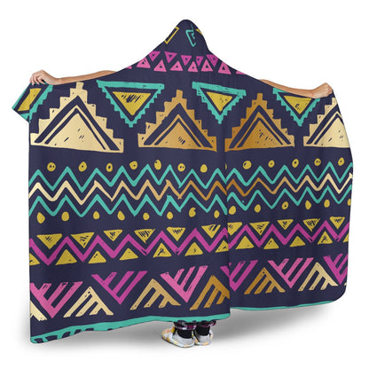 Multicolor Tribal aztec Hooded Blanket-JORJUNE.COM