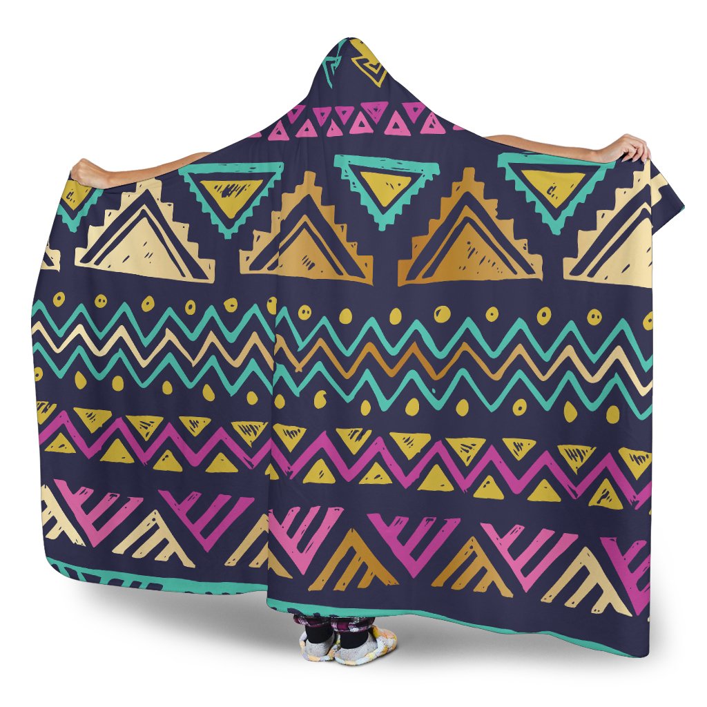 Multicolor Tribal aztec Hooded Blanket-JORJUNE.COM