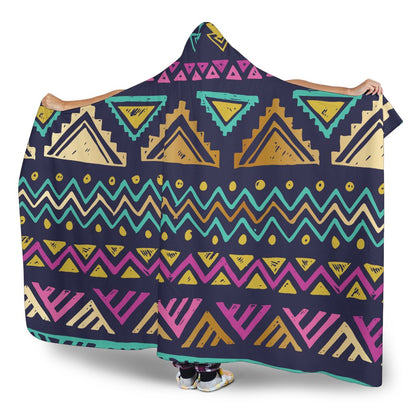 Multicolor Tribal aztec Hooded Blanket-JORJUNE.COM