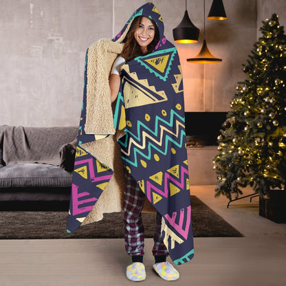 Multicolor Tribal aztec Hooded Blanket-JORJUNE.COM