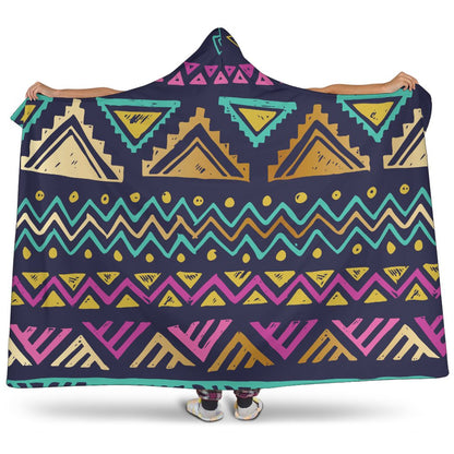Multicolor Tribal aztec Hooded Blanket-JORJUNE.COM