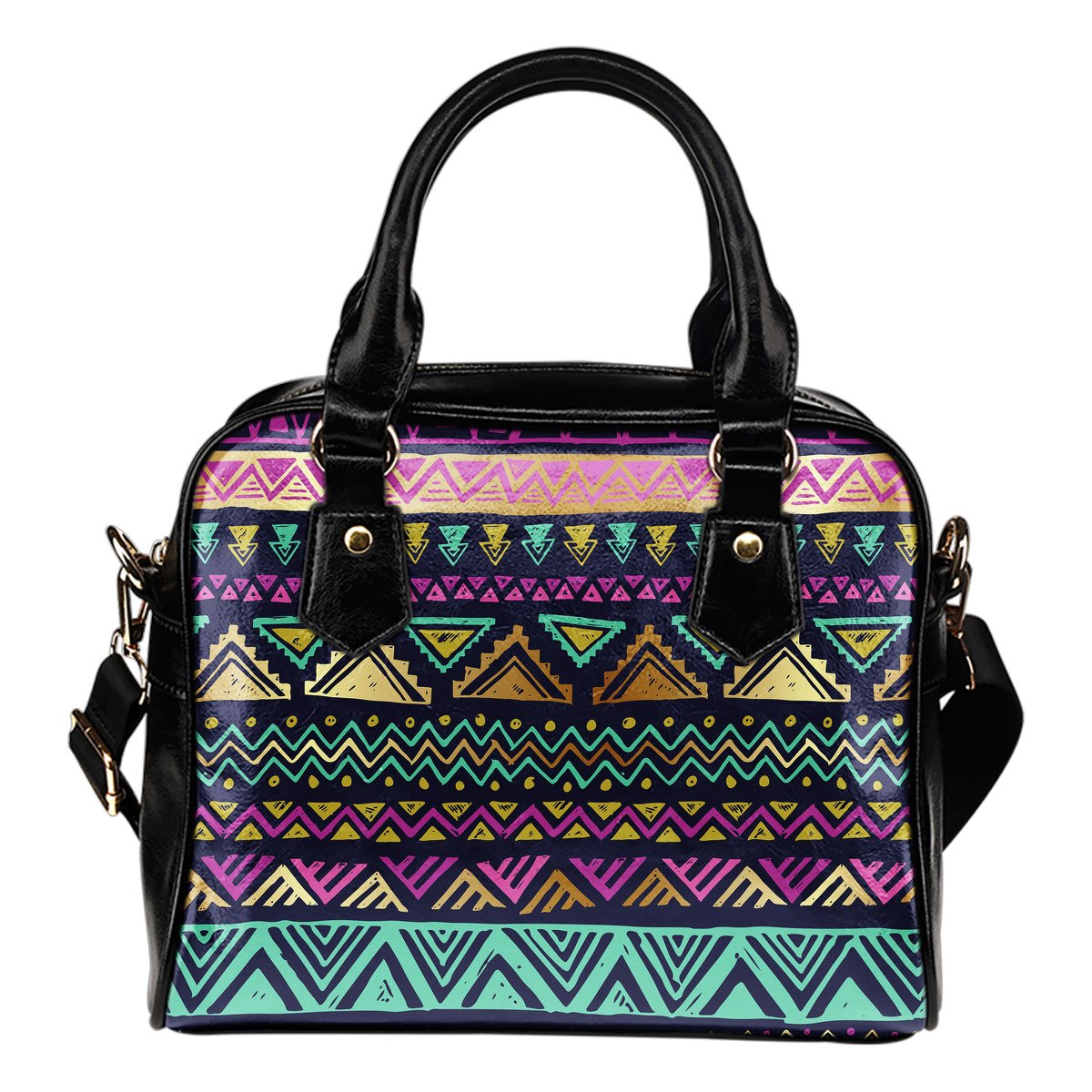 Multicolor Tribal aztec Leather Shoulder Handbag