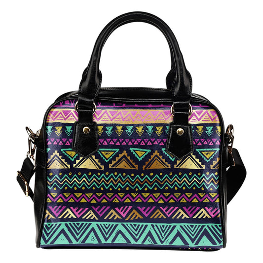 Multicolor Tribal aztec Leather Shoulder Handbag