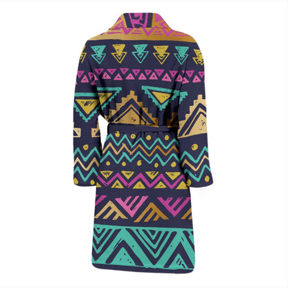 Multicolor Tribal Aztec Men Bath Robe