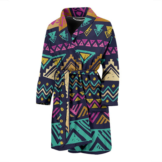 Multicolor Tribal Aztec Men Bath Robe
