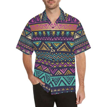 Multicolor Tribal aztec Men Hawaiian Shirt