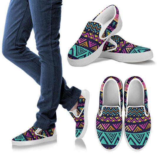 Multicolor Tribal Aztec Men Slip On Shoes