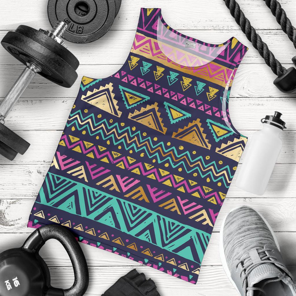 Multicolor Tribal aztec Men Tank Top
