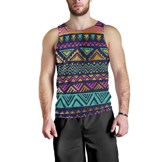 Multicolor Tribal aztec Men Tank Top