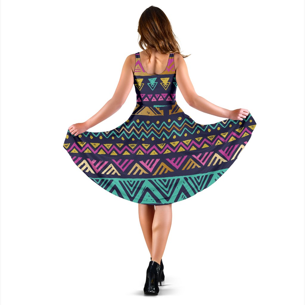 Multicolor Tribal Aztec Sleeveless Mini Dress