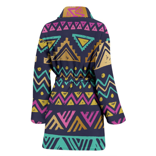 Multicolor Tribal aztec Women Bath Robe