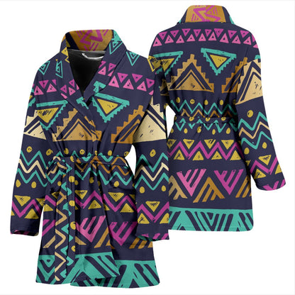 Multicolor Tribal aztec Women Bath Robe